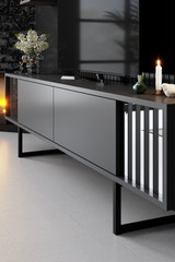 Garnitura namještaja za dnevni boravak Chrome Line Set - antracit, crna Garnitura namještaja za dnevni boravak Chrome Line Set - antracit, crna