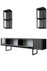 Garnitura namještaja za dnevni boravak Chrome Line Set - antracit, crna Garnitura namještaja za dnevni boravak Chrome Line Set - antracit, crna