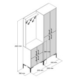Ormar za hodnik Berlin BA - orah, crni mermer