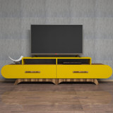 Hanah Home TV stalak Flora - orah, žuta  Hanah Home TV stalak Flora - orah, žuta