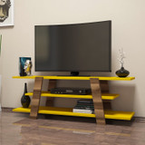 Hanah Home TV stalak Cvijet - orah, žuti 