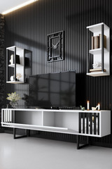 TV jedinica Krom linija - bijela, crna TV jedinica Krom linija - bijela, crna