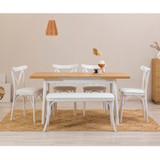 Produživi set stolova i stolica (6 komada) OLİVER AÇL.WHİTE KARİNA-WHİTE