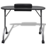 110123 Folding Manicure Nail Table with Castors Black