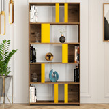 Polica za knjige Lima - orah, žuta Polica za knjige Lima - orah, žuta