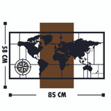 Ukrasni drveni zidni pribor Karta svijeta sa kompazom