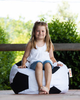 Lazy bag Football Kids Pouf - crni, bijeli