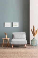 Kauč na razvlačenje s 1 sjedalom Folde Single - Teddy tkanina - siva a.g