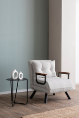 Kauč na razvlačenje s 1 sjedalom Sando Single - Teddy Fabric - Krem a.g