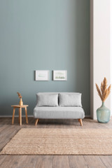 Kauč na razvlačenje s 2 sjedala Sklopivi 2-sjed - Teddy tkanina - siva a.g