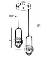 Luster Ahu 2 Li Tepsili Beyaz Camlı Eskitme Sarkıt a.g