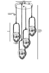 Luster Ahu 4 Lü Tepsili Beyaz Camlı Eskitme Sarkıt a.g