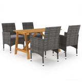 5-dijelni vrtni blagovaonski set sivi 3068736