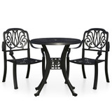 3-dijelni bistro set od lijevanog aluminija crni 3070572