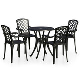 5-dijelni bistro set od lijevanog aluminija crni 3070608