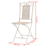 3-dijelni bistro set čelični bijeli 43149