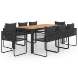 9-dijelni vrtni blagovaonski set od PVC ratana crno-smeđi 3060111