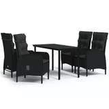 5-dijelni vrtni blagovaonski set s jastucima crni 3099355