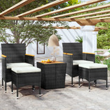 5-dijelni vrtni bistro set od poliratana i drva bagrema crni 3058376