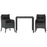 3-dijelni vrtni blagovaonski set s jastucima od poliratana crni 3211848