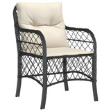 3-dijelni bistro set s jastucima crni od poliratana 3212089