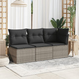 Kutna vrtna sofa od poliratana s jastucima siva 366113