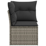 Kutna vrtna sofa od poliratana s jastucima siva 366113