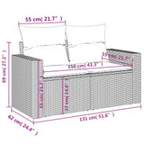 Vrtni dvosjed s jastucima crni od poliratana 365971