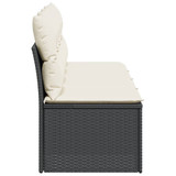 Vrtni četverosjed s jastucima crni od poliratana 366000