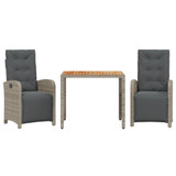3-dijelni bistro set od poliratana s jastucima sivi 3212480