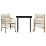 3-dijelni bistro set s jastucima bež od poliratana 3212145