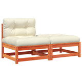 Vrtna sofa bez naslona za ruke s jastucima i tabureom 838130