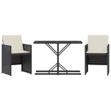 3-dijelni bistro set s jastucima crni od poliratana 365062