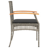 3-dijelni bistro set s jastucima poliratan i drvo bagrema sivi 366260
