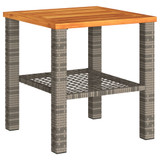 3-dijelni bistro set s jastucima poliratan i drvo bagrema sivi 366260