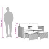 Vrtni dvosjed sa stolićem i tabureima sivi od poliratana 368418