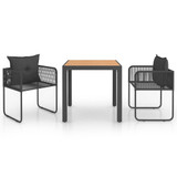 3-dijelni vrtni blagovaonski set od PVC ratana crno-smeđi 3060106