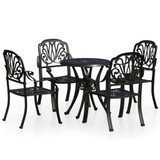 5-dijelni bistro set od lijevanog aluminija crni 3070599