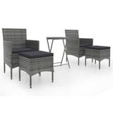 5-dijelni vrtni bistro set od poliratana i kaljenog stakla sivi 3058389