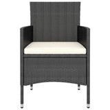 5-dijelni vrtni bistro set od poliratana i kaljenog stakla crni 3058368