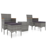 5-dijelni vrtni bistro set od poliratana i kaljenog stakla sivi 3058375