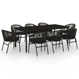 9-dijelni vrtni blagovaonski set crni 3099226