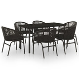 7-dijelni vrtni blagovaonski set crni 3099224
