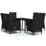 7-dijelni vrtni blagovaonski set s jastucima crni 3099356