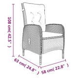 5-dijelni vrtni blagovaonski set s jastucima sivo-crni 3099361