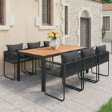 7-dijelni vrtni blagovaonski set od PVC ratana crno-smeđi 3060110