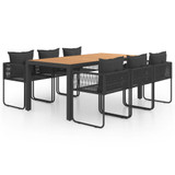 7-dijelni vrtni blagovaonski set od PVC ratana crno-smeđi 3060110