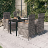 5-dijelni vrtni blagovaonski set s jastucima sivi 3099433