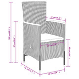 5-dijelni vrtni blagovaonski set s jastucima sivi 3099433
