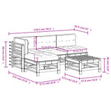 5-dijelna vrtna garnitura s jastucima siva od masivnog drva 3186069
